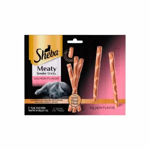 SHEBA Meaty Tender Sticks con golosinas para gatos de salmón 5 sticks